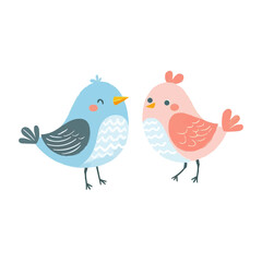 Obraz premium Cute Bird Vector Illustration in the Spring Animals Theme on White Background