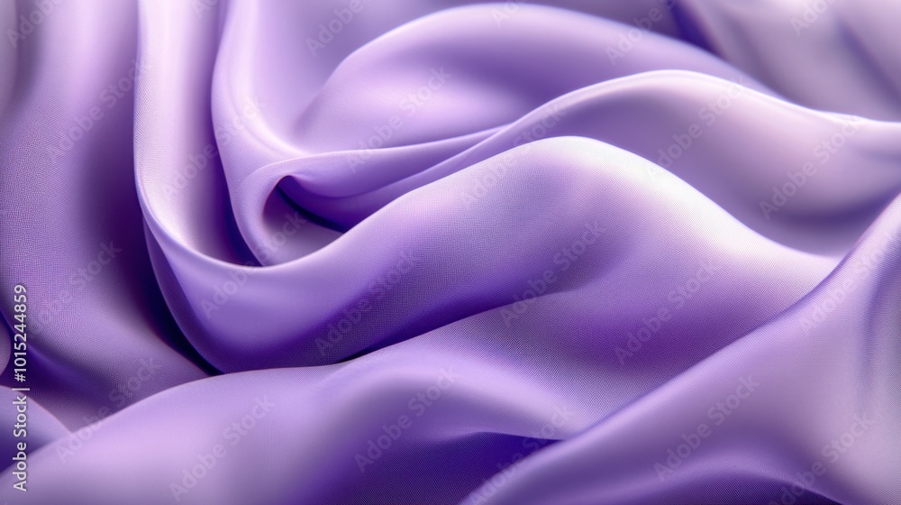 Poster a detailed image of purple waves of fabric flowing gracefully, with intricate folds and soft shadows