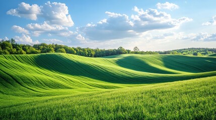 Obraz premium Rolling Green Hills Under a Blue Sky