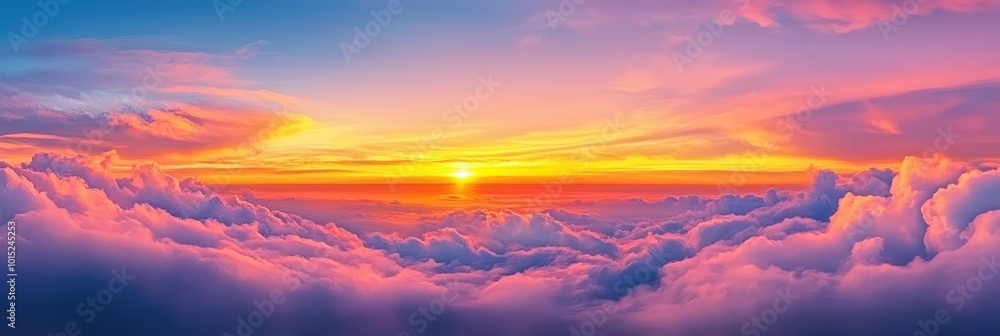 Poster sunset view with clouds background wide background