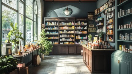 Interior of Medicine and Vitamin Shop