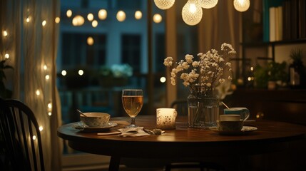 Cozy Evening in a Warm and Inviting Dining Room