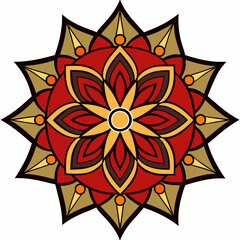 Traditional mandala vector line art on a white background