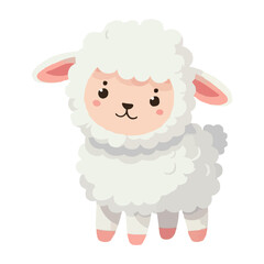 Fototapeta premium Cute Sheep Vector Illustration in the Spring Animals Theme on White Background