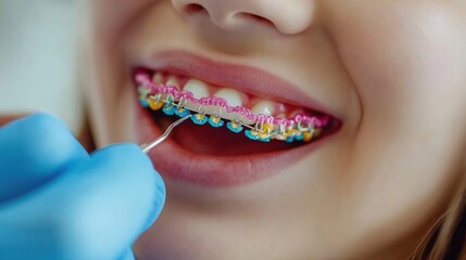 Fototapeta premium Close-up of a Smile with Colorful Braces