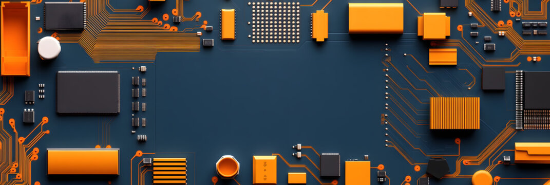 Flat Texture of a Circuit Board for a Motherboard | Detailed View of Electronic Components and PCB Design