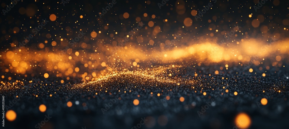 Poster golden glitz and glamour abstract sparkly background texture with bokeh lights and shiny particles.