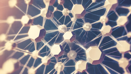  Network structure chemical bonds in molecular level of lines and points, dots and connections.  AI generated image, ai