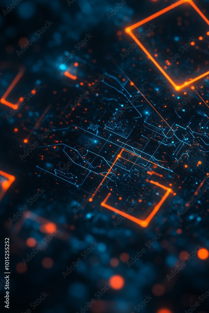 Poster abstract technology background. futuristic circuit board with digital data flow., 3d illustration.