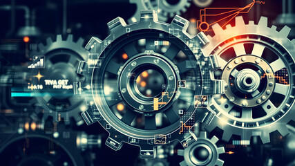 Obraz premium Gear wheels, cogwheels industry mechanism. Engineering concept. AI generated image, ai