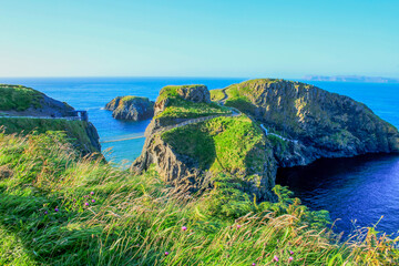 suspension bridge to island on ireland coast, Carrick-a-Rede