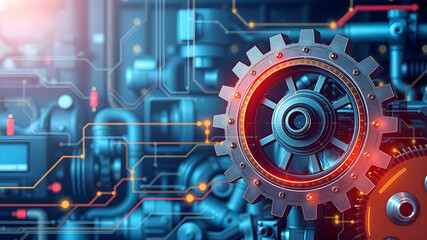  Gear wheels, cogwheels industry mechanism. Engineering concept. AI generated image, ai