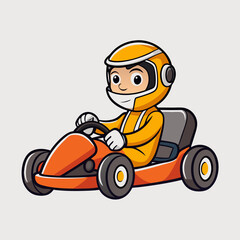 Cartoon Go Kart Vector Illustration - Line Art Design for Creative Projects