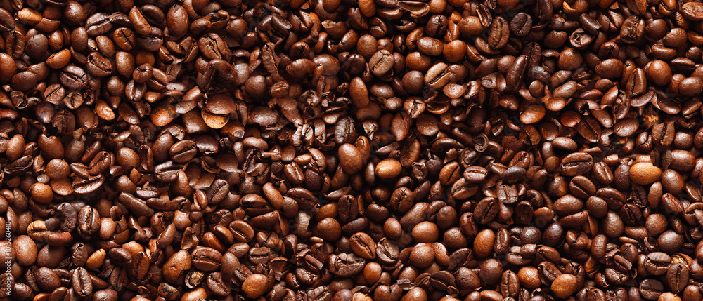 Poster Roasted coffee beans texture background as  texture background for web page, template banner