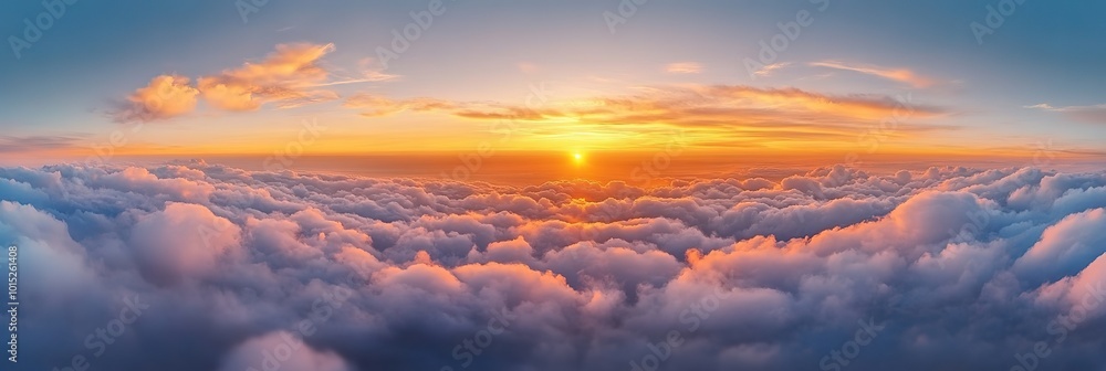 Poster sunset view with clouds background wide background