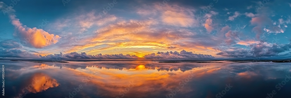 Poster sunset view with clouds background wide background