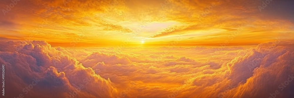 Aufkleber sunset view with clouds background wide background