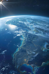 Obraz premium Breathtaking View of Planet Earth from Outer Space Showcasing Japan and Its Surrounding Regions