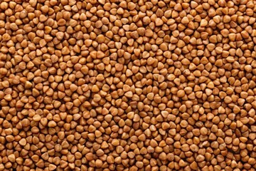 Uncooked brown buckwheat grains background