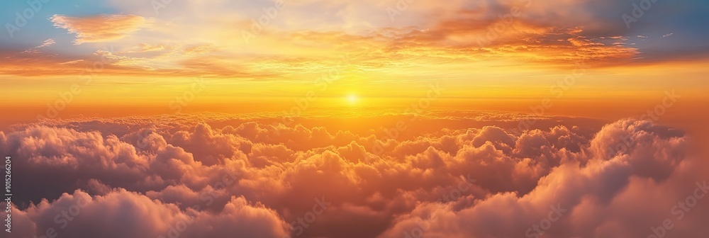 Aufkleber sunset view with clouds background wide background