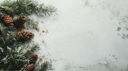 Christmas greeting card. Copy space.  Flat lay. Top view.