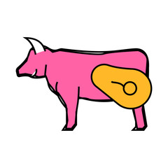 beef meat line icon vector. beef meat sign. isolated symbol illustration