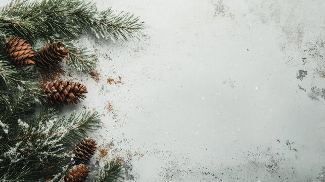 Christmas greeting card. Copy space.  Flat lay. Top view.