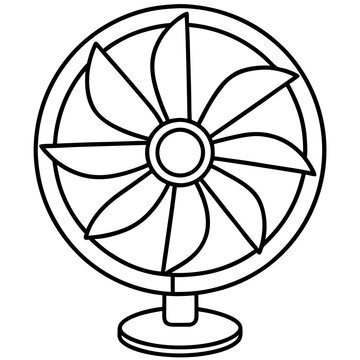 recommend clip art: Electric fan with blades line art vector