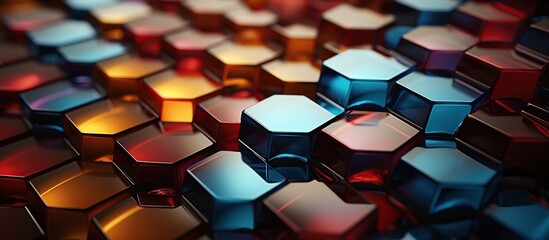 3D Abstract High Tech Background, geometric hexagonal abstract background