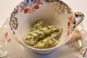 Greek mountain tea in a decorative cup