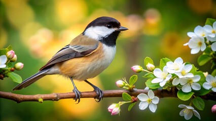 Experience breathtaking product photography of a Capped Chickadee in its natural habitat, perfect for bird enthusiasts who cherish intricate details