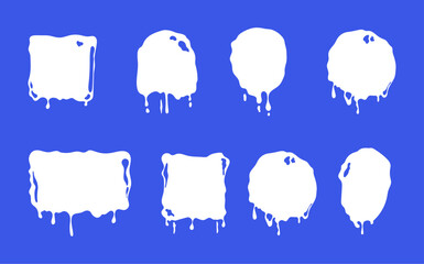 Milk yoghurt logo label splash blot frame isolated set. Vector graphic design illustration	