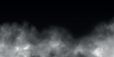 Realistic illustration of gray thick fog. Vector on a black background	