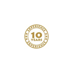 10 years experience gold icon isolated on white background