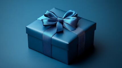 gift box with blue ribbon on a blue background