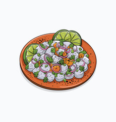 Ceviche cartoon style vector illustration