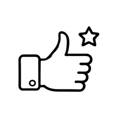 Thumbs up gesture illustration with a star icon 