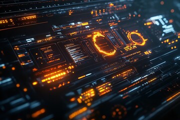 A cutting-edge virtual graphic user interface featuring components of a heads-up display.