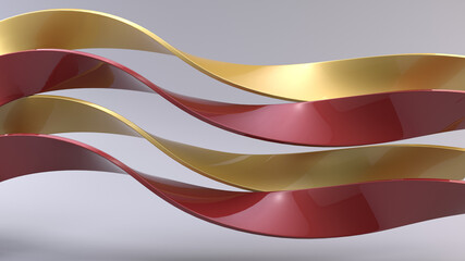 Beautiful flowing gold and red metallic ribbons - abstract design background