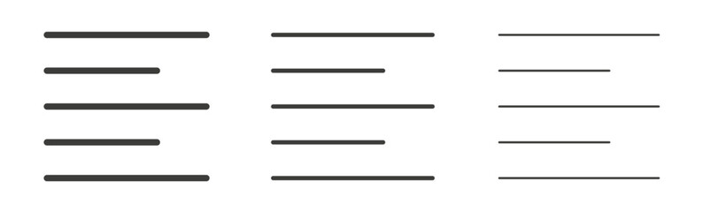 Align left liner icon vector set.