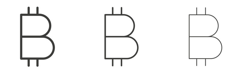 Bitcoin liner icon vector set.