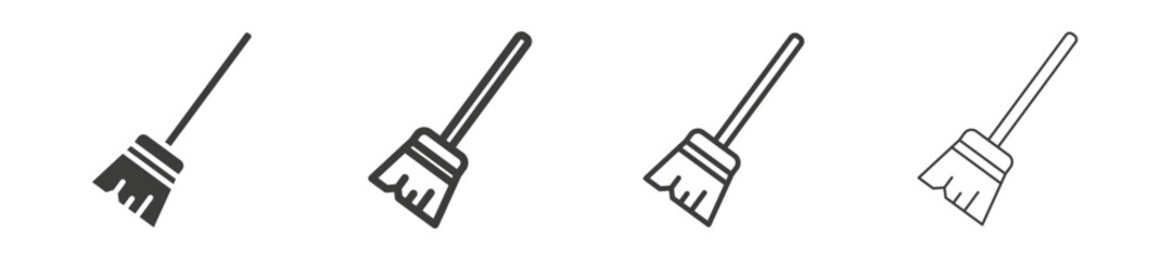 Broom liner icon vector set.