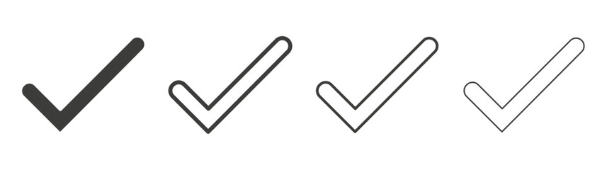 Checkmark liner icon vector set.