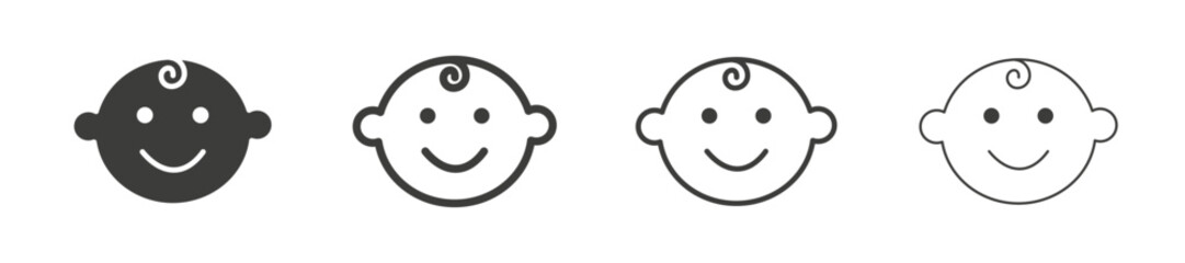 Child face liner icon vector set.