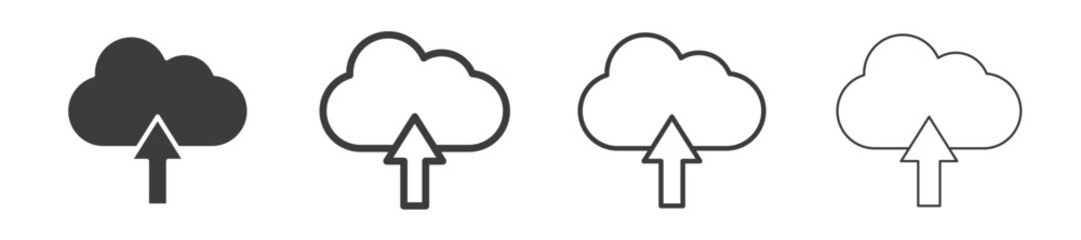 Cloud upload liner icon vector set.