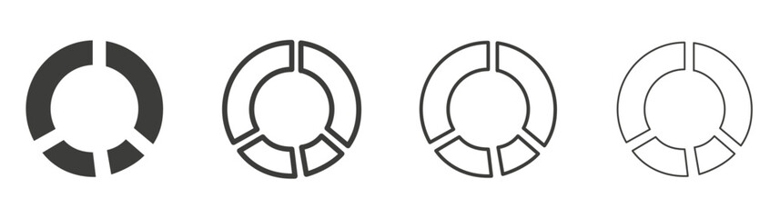 Donut chart liner icon vector set.