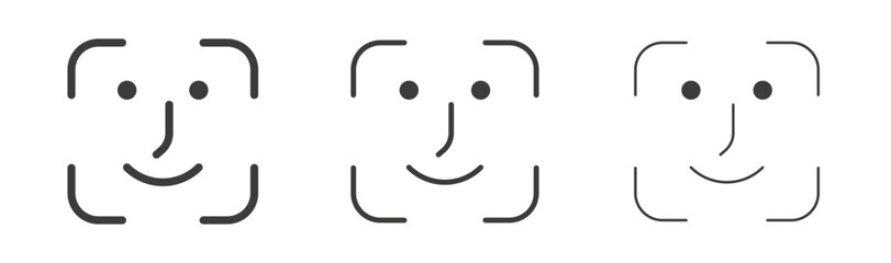 Face id liner icon vector set.