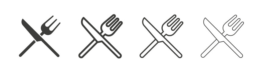 Fork and Knife liner icon vector set.