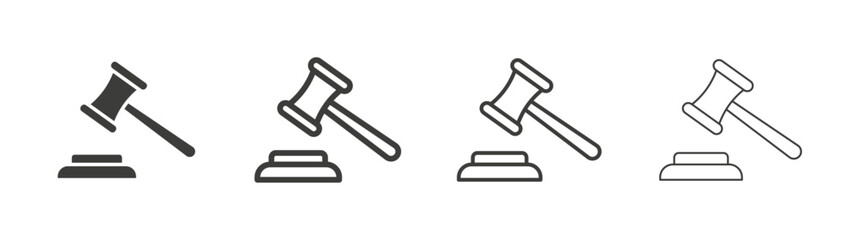 Gavel liner icon vector set.