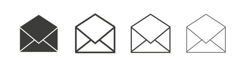 Open envelope liner icon vector set.